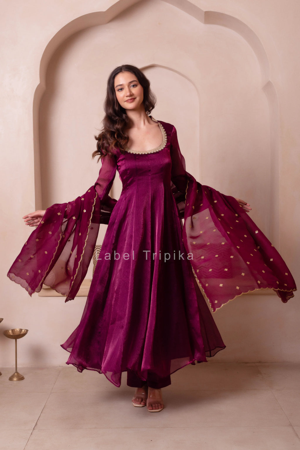 Purple Organza Handwork Anarkali Suit Set - LabelTrpika | Premium Womens Wear