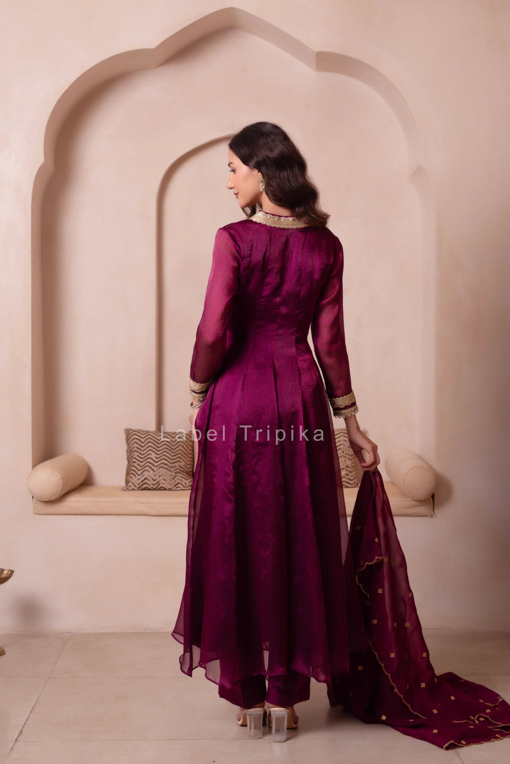 Purple Organza Handwork Anarkali Suit Set - LabelTrpika | Premium Womens Wear