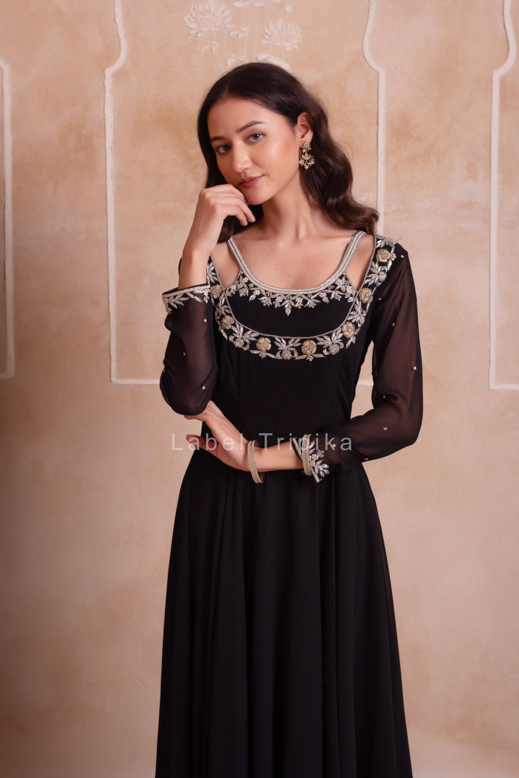 Black Georgette Handwork Anarkali Suit Set - LabelTrpika | Premium Womens Wear