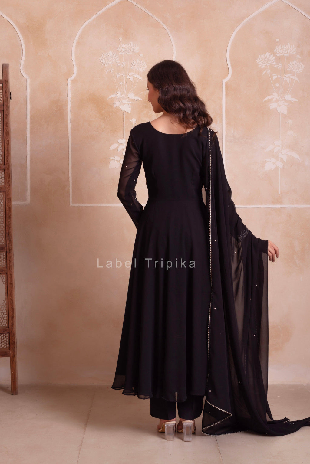 Black Georgette Handwork Anarkali Suit Set - LabelTrpika | Premium Womens Wear