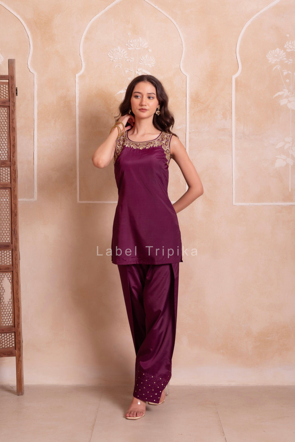 Purple Farshi Salwar Handwork Dupatta Set - LabelTrpika | Premium Womens Wear