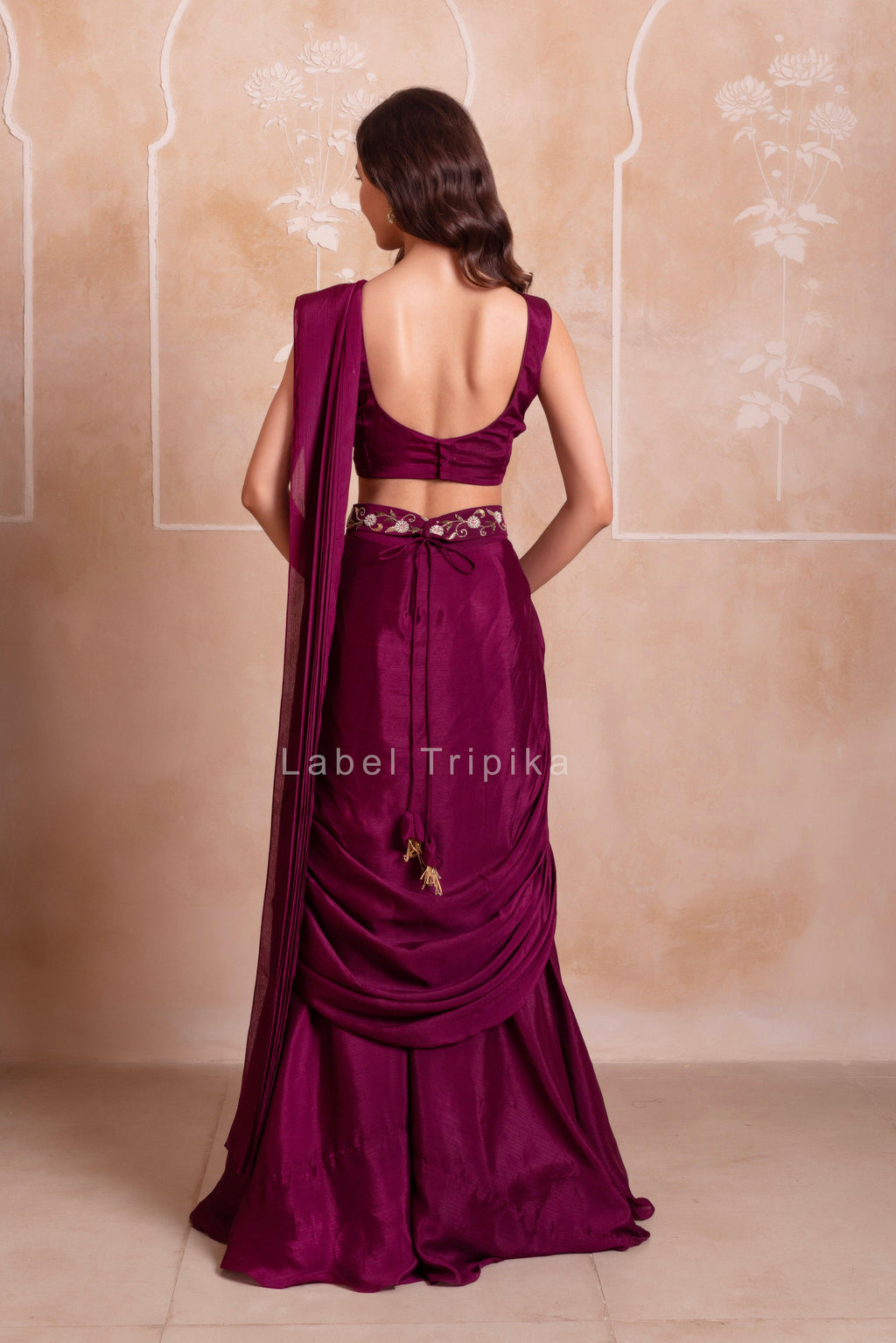 Purple Handwork Ready To Drape Saree - LabelTrpika | Premium Womens Wear