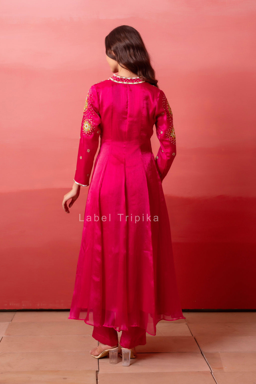 Rani Organza Handwork Anarkali Set With Organza Dupatta - LabelTrpika | Premium Womens Wear