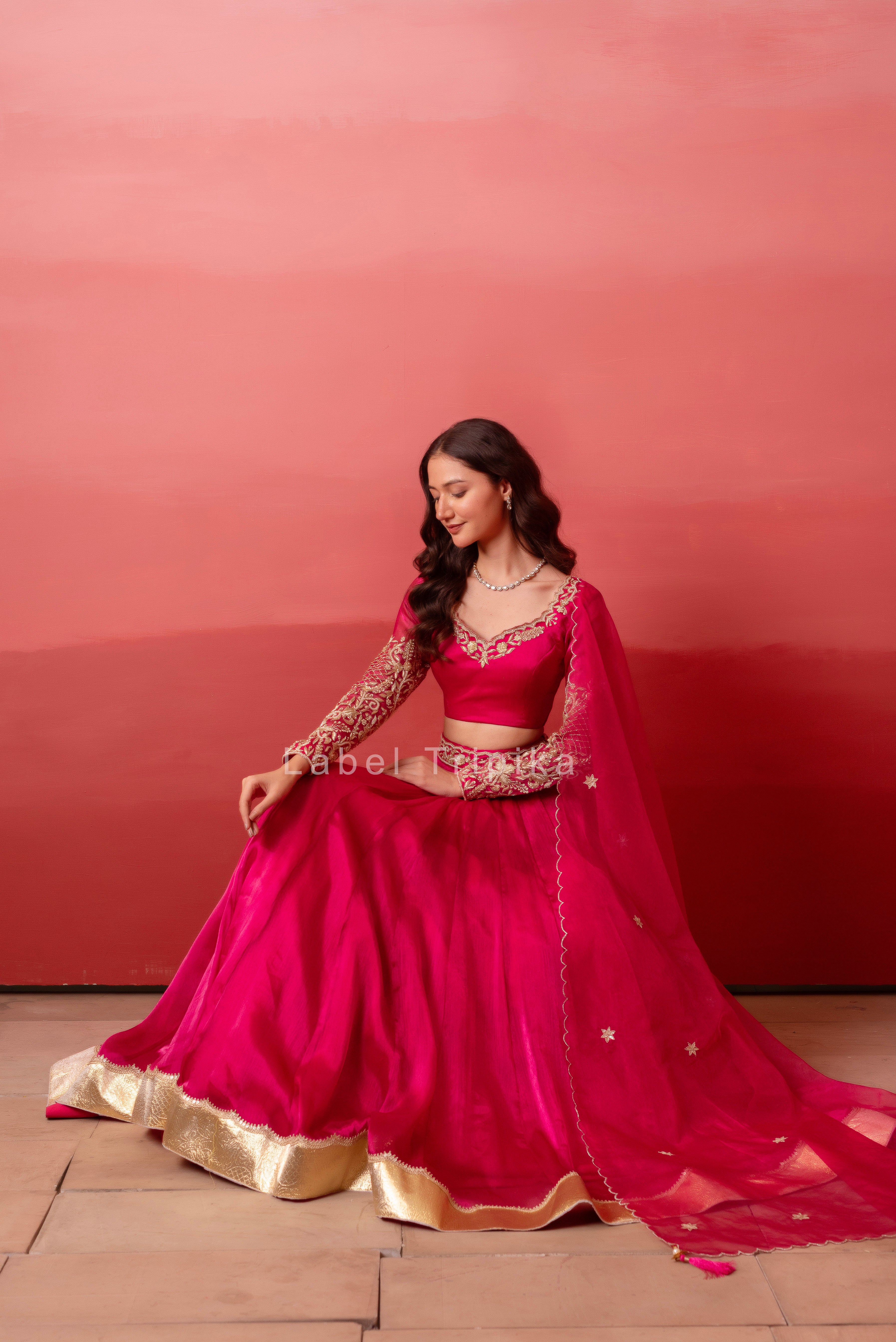 Rani Organza Handwork Gotapatti Lehenga Set with Handwork Blouse & Dupatta