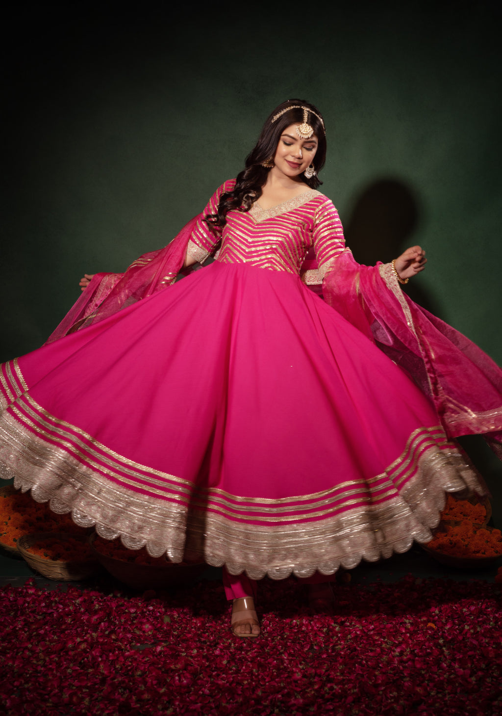Magenta Heavy Gotapatti Anarkali Suit Set