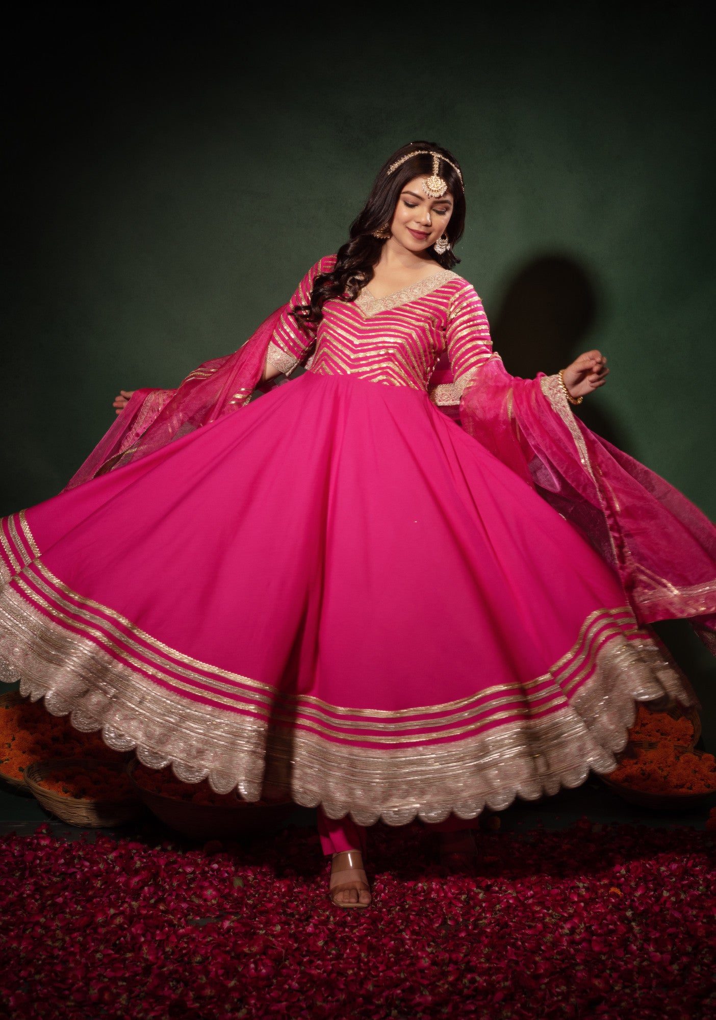 Magenta Heavy Gotapatti Anarkali Suit Set