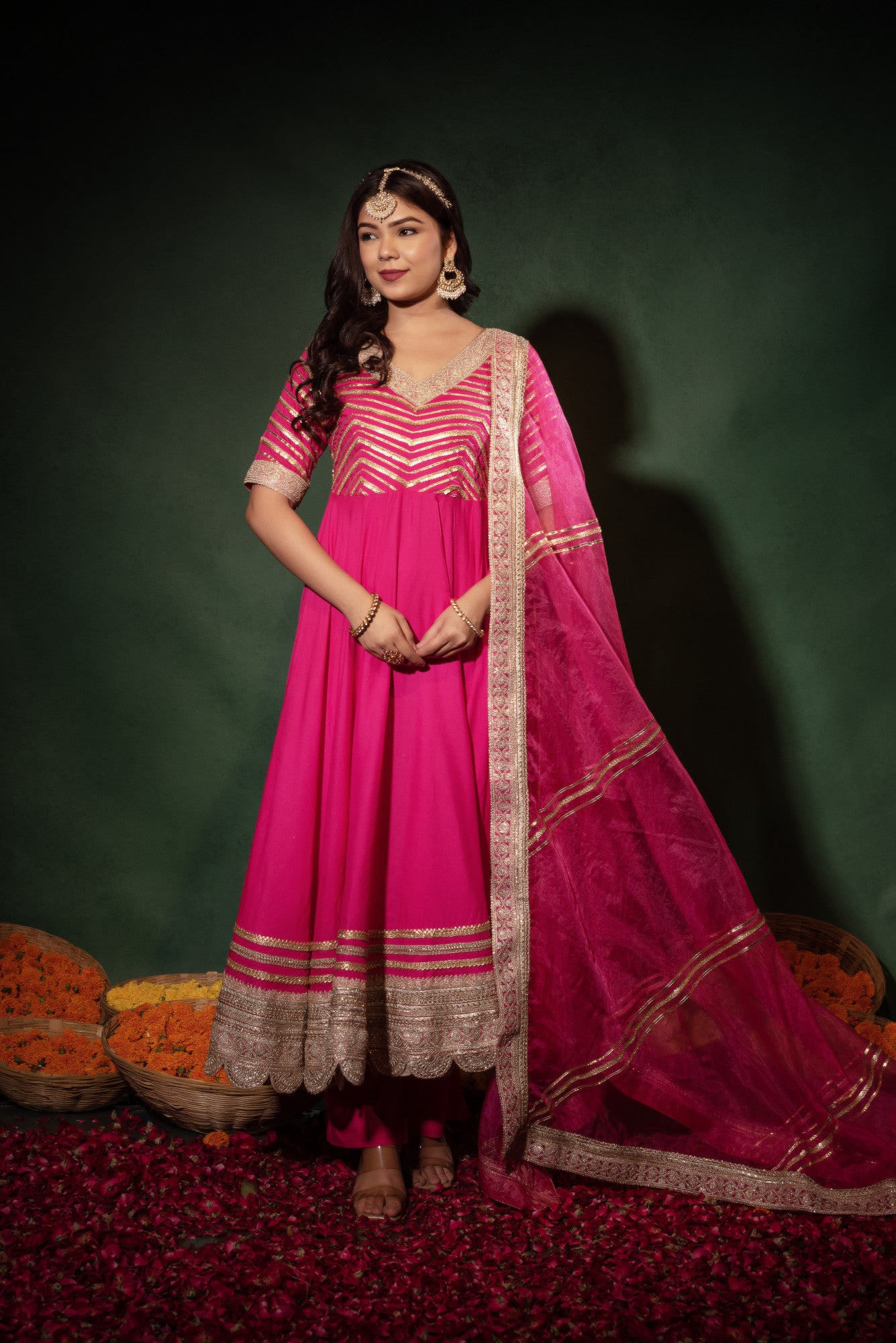 Magenta Heavy Gotapatti Anarkali Suit Set