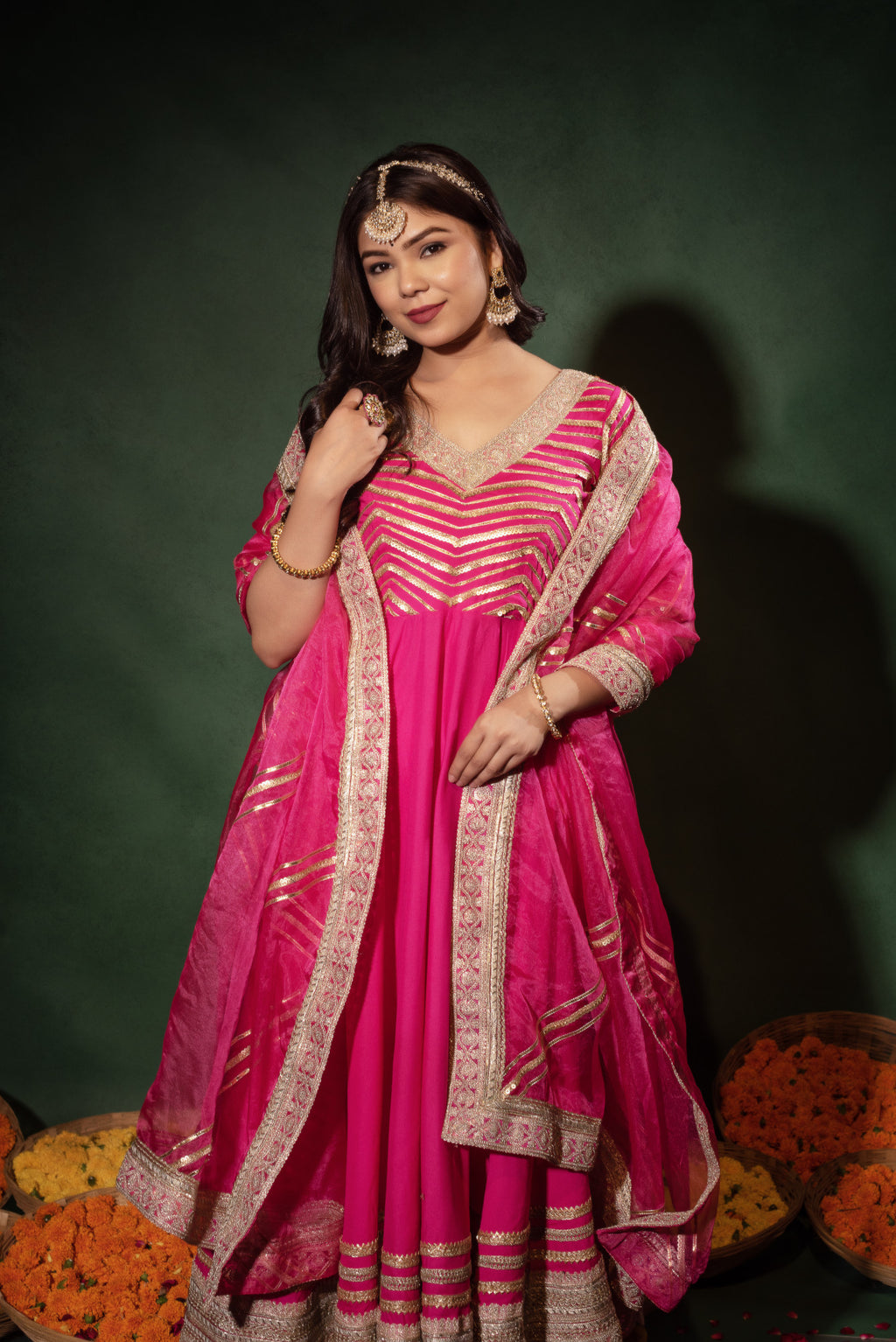Magenta Heavy Gotapatti Anarkali Suit Set